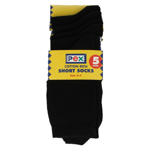 PEX Cotton Rich Short Socks- 5 Pairs