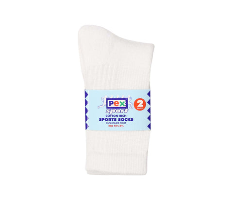 Plain White Sports Socks- 2 Pack